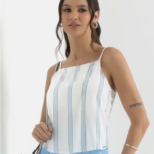 Banana Republic White & Blue Stripe Coastal Tie-Back Tank Small NWOT